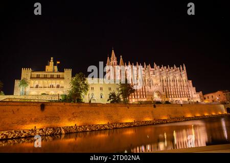 Die Kathedrale der Heiligen Maria in der spanischen Hafenstadt Palma, der Hauptstadt der Baleareninsel Mallorca, ist die Bischofskirche des Bistums Mallorca. SIE wird im Volksmund oft einfach la Seu genannt. La Seu *** la Cattedrale di San Maria nella città portuale spagnola di Palma, la capitale dell'isola delle Baleari di Maiorca, è la chiesa episcopale della diocesi di Maiorca spesso è chiamata semplicemente la Seu in volgare la Seu Foto Stock