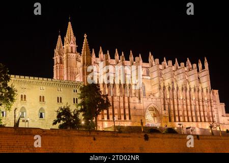 Die Kathedrale der Heiligen Maria in der spanischen Hafenstadt Palma, der Hauptstadt der Baleareninsel Mallorca, ist die Bischofskirche des Bistums Mallorca. SIE wird im Volksmund oft einfach la Seu genannt. La Seu *** la Cattedrale di San Maria nella città portuale spagnola di Palma, la capitale dell'isola delle Baleari di Maiorca, è la chiesa episcopale della diocesi di Maiorca spesso è chiamata semplicemente la Seu in volgare la Seu Foto Stock