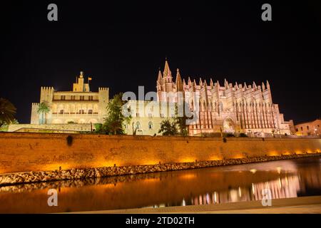 Die Kathedrale der Heiligen Maria in der spanischen Hafenstadt Palma, der Hauptstadt der Baleareninsel Mallorca, ist die Bischofskirche des Bistums Mallorca. SIE wird im Volksmund oft einfach la Seu genannt. La Seu *** la Cattedrale di San Maria nella città portuale spagnola di Palma, la capitale dell'isola delle Baleari di Maiorca, è la chiesa episcopale della diocesi di Maiorca spesso è chiamata semplicemente la Seu in volgare la Seu Foto Stock