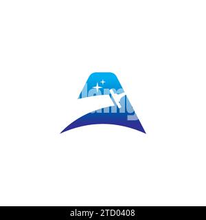 Design con logo Cleaner. Lettera A logo di pulizia Illustrazione Vettoriale