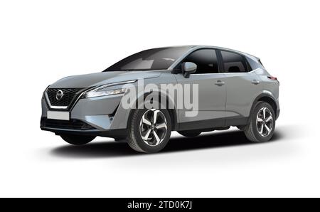 Nissan Qashqai SUV isolato su sfondo bianco Foto Stock