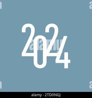Concept creativo dei poster dell'anno nuovo 2024. Modelli di design con logo tipografico 2024 per festeggiare e decorare la stagione. Minimalista e alla moda Illustrazione Vettoriale