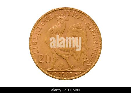 French Gold 20 Franc Coin Foto Stock