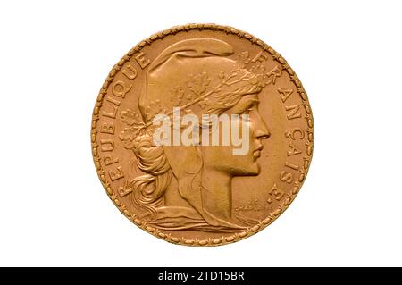 French Gold 20 Franc Coin Foto Stock