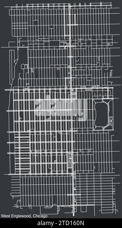 Cartina stradale dell'AREA DELLA COMUNITÀ DI WEST ENGLEWOOD, CHICAGO Illustrazione Vettoriale