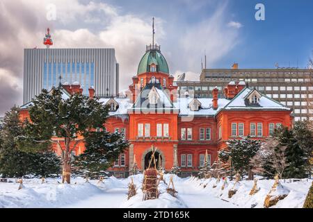 Sapporo, Giappone, presso gli ex uffici governativi di Hokkaido durante l'inverno. Foto Stock
