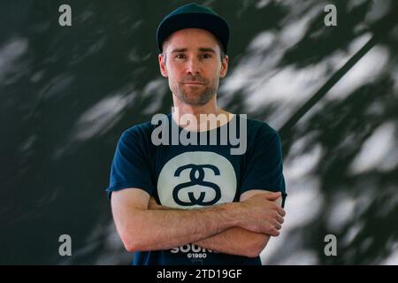 Musicista Dave gancio assiste un photocall durante l'Edinburgh International Book Festival il 12 agosto 2017 a Edimburgo, Scozia. Foto Stock