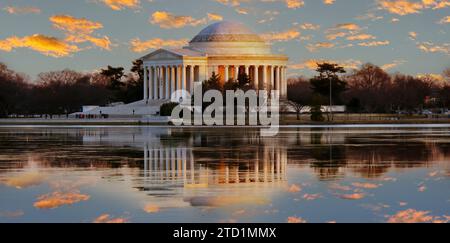 Tramonto sul Thomas Jefferson Memorial a Washington D.C., Stati Uniti. Foto Stock