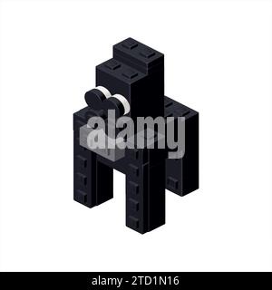 Gorilla nero in isometria. Vettore Illustrazione Vettoriale