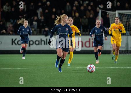 Malmoe, Svezia. 13 dicembre 2023. Sofie Bredgaard (19) del FC Rosengaard visto durante la partita di UEFA Women's Champions League tra FC Rosengaard e FC Barcelona al Malmö Idrottsplats di Malmö. (Foto: Gonzales Photo - Joe Miller). Foto Stock