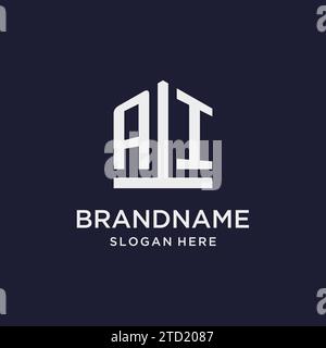 Logo monogramma iniziale AI con idee di design in stile pentagono Illustrazione Vettoriale