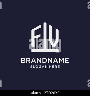 Logo monogramma iniziale FV con idee di design in stile pentagono Illustrazione Vettoriale