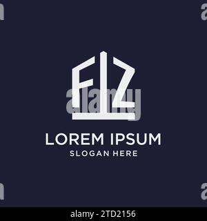 Logo monogramma iniziale FZ con idee di design in stile pentagono Illustrazione Vettoriale