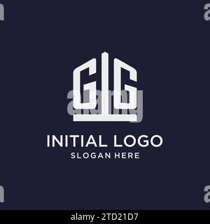 Logo monogramma iniziale GG con idee di design in stile pentagono Illustrazione Vettoriale
