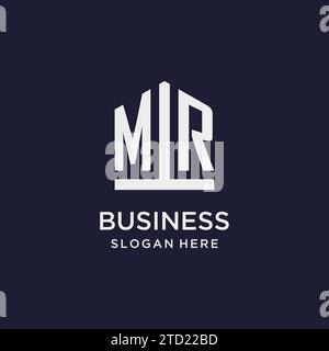 IL logo MR Initial con le idee di design in stile pentagono Illustrazione Vettoriale