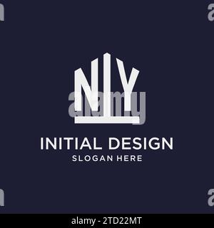 Logo con monogramma iniziale NY con idee di design in stile pentagono Illustrazione Vettoriale