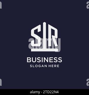 Logo con monogramma iniziale SR con idee di design in stile pentagono Illustrazione Vettoriale