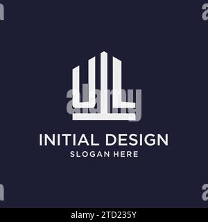 Logo monogramma iniziale UL con idee di design in stile pentagono Illustrazione Vettoriale