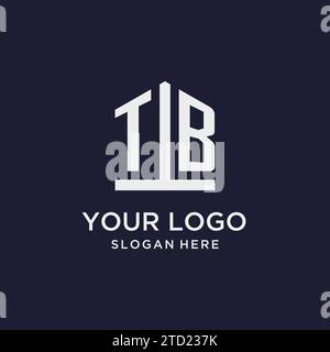 Logo con monogramma iniziale TB con idee di design in stile pentagono Illustrazione Vettoriale