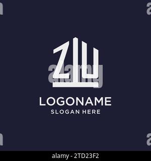 Logo monogramma iniziale ZU con idee di design in stile pentagono Illustrazione Vettoriale