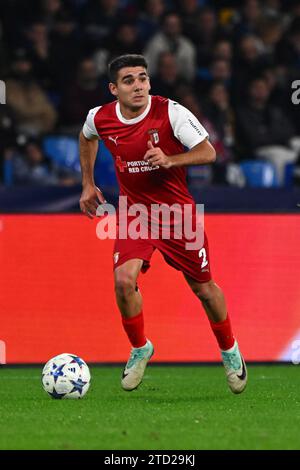 Victor Gomez del SC Braga in azione durante la partita di UEFA Champions League tra SSC Napoli e SC Braga allo stadio Diego Armando Maradona di Napoli, Foto Stock