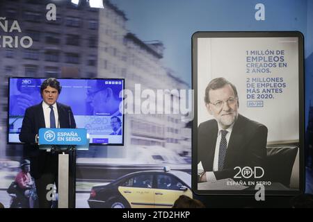 Madrid, 11/30/2015. Presentazione di Jorge Moragas della campagna elettorale del PP per le prossime elezioni generali. Foto: Jaime García ARCHDC. Crediti: Album / Archivo ABC / Jaime García Foto Stock