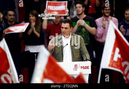 Madrid, 12/03/2015. Pedro Sánchez all'inizio della campagna elettorale del PSOE. Foto: Oscar del Pozo Archdc. Crediti: Album / Archivo ABC / Oscar del Pozo Foto Stock