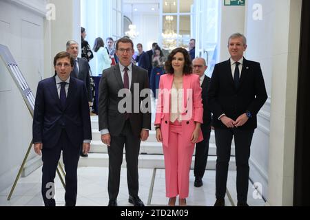 Madrid, 04/10/2023. Colazione informativa con il presidente del CAM, Isabel Díaz Ayuso, presentata dal presidente del PP, Alberto Núñez Feijóo. Foto: Jaime García. ARCHDC. Crediti: Album / Archivo ABC / Jaime García Foto Stock