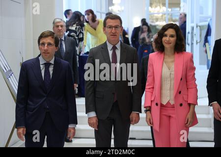 Madrid, 04/10/2023. Colazione informativa con il presidente del CAM, Isabel Díaz Ayuso, presentata dal presidente del PP, Alberto Núñez Feijóo. Foto: Jaime García. ARCHDC. Crediti: Album / Archivo ABC / Jaime García Foto Stock