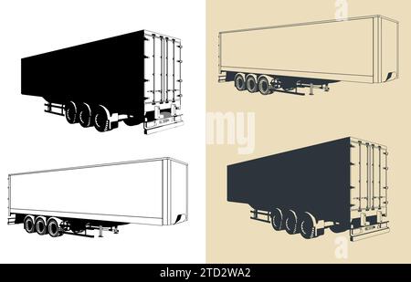 Illustrazioni vettoriali stilizzate del rimorchio del veicolo Illustrazione Vettoriale