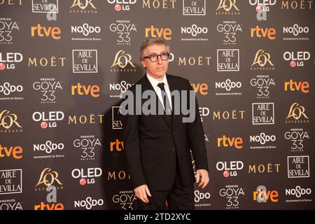 Siviglia, 02/02/2019. Gala della 33a edizione dei Goya Awards, al Fibes. Nell'immagine, David Trueba sul tappeto rosso. Foto: Vanessa Gómez ARCHSEV. Crediti: Album / Archivo ABC / Vanessa Gómez Foto Stock