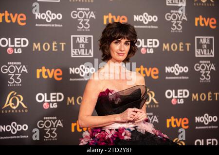 Siviglia, 02/02/2019. Gala della 33a edizione dei Goya Awards, al Fibes. Nell'immagine, Paz Vega sul tappeto rosso. Foto: Vanessa Gómez ARCHSEV. Crediti: Album / Archivo ABC / Vanessa Gómez Foto Stock