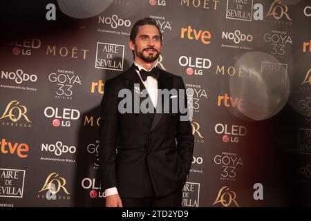 Siviglia, 02/02/2019. Gala della 33a edizione dei Goya Awards, al Fibes. Nell'immagine, Paco León sul tappeto rosso. Foto: Vanessa Gómez ARCHSEV. Crediti: Album / Archivo ABC / Vanessa Gómez Foto Stock