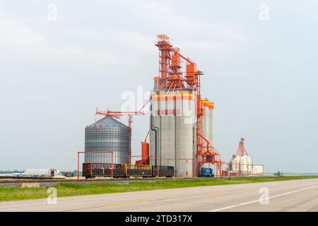 Un terminale di stoccaggio del grano interno Richardson Pioneer a MB, Canada Foto Stock