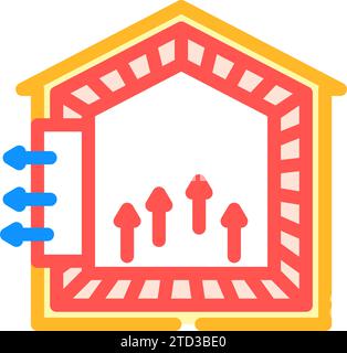 illustrazione vettoriale dell'icona di colore dell'energia della massa termica Illustrazione Vettoriale