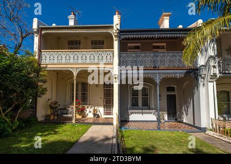 Case a schiera vittoriane a Glebe, Sydney, NSW, Australia. Foto Stock