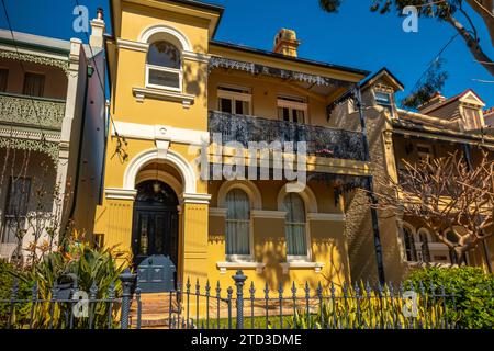Case a schiera vittoriane a Glebe, Sydney, NSW, Australia. Foto Stock