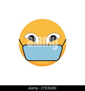 Sorridere con una maschera. Icona Smiley. Emoji dei cartoni animati. Vettore Illustrazione Vettoriale