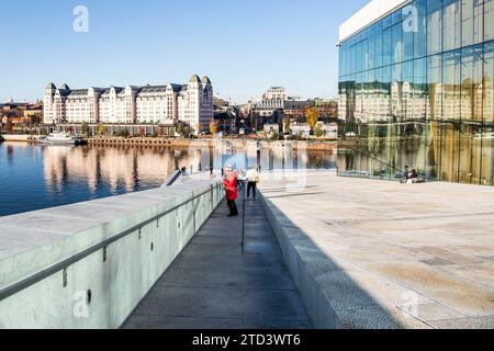 Teatro dell'opera con cabina sul tetto, Oslo, Norvegia Foto Stock