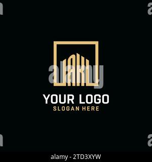Logo monogramma iniziale AK con ispirazione dal design a forma quadrata Illustrazione Vettoriale