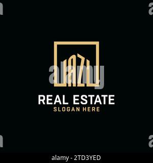 Logo monogramma iniziale AZ con ispirazione dal design a forma quadrata Illustrazione Vettoriale