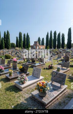 Graves in the central cemetery of Venice, cemetery island of San Michele, Venice, Italy Stock Photo