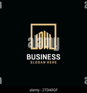 Logo monogramma iniziale DW con ispirazione per il design a forma quadrata Illustrazione Vettoriale