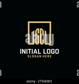 Logo monogramma iniziale GC con ispirazione per il design a forma quadrata Illustrazione Vettoriale