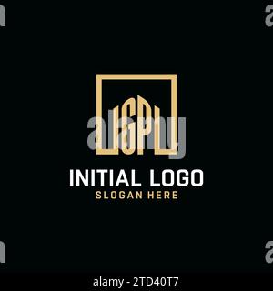 Logo monogramma iniziale GP con ispirazione dal design a forma quadrata Illustrazione Vettoriale