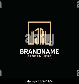Logo con monogramma iniziale JR con ispirazione dal design a forma quadrata Illustrazione Vettoriale