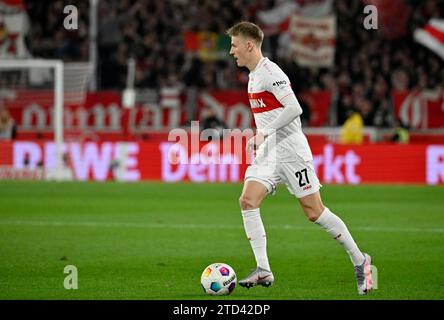 Chris Fuehrich VfB Stuttgart (27) sul ballMHPArena, MHP Arena Stuttgart, Baden-Wuerttemberg, Germania Foto Stock