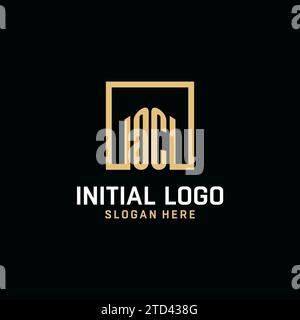 Logo monogramma iniziale OC con ispirazione per il design a forma quadrata Illustrazione Vettoriale