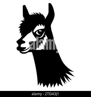 Icona nera del vettore Alpaca su sfondo bianco Illustrazione Vettoriale
