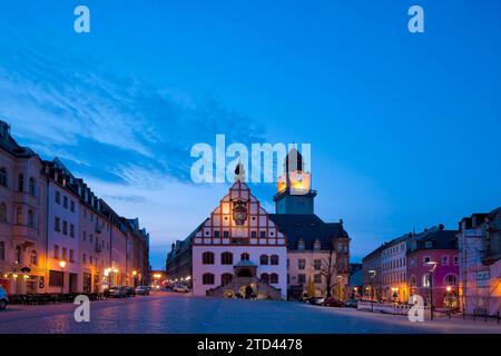 Piazza del mercato di Plauen con municipio Foto Stock